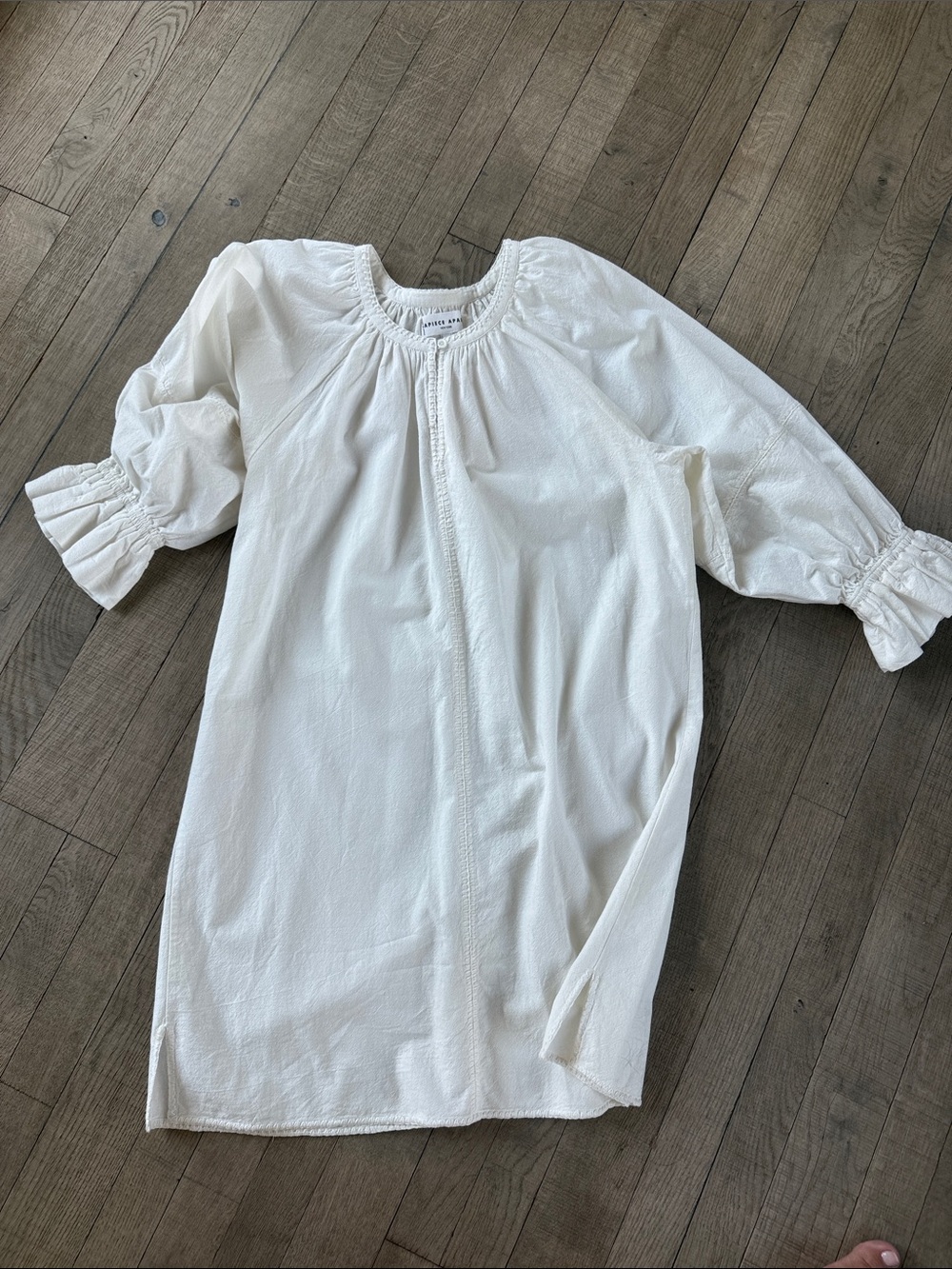 Apiece Apart Cream Textured Peasant Dress